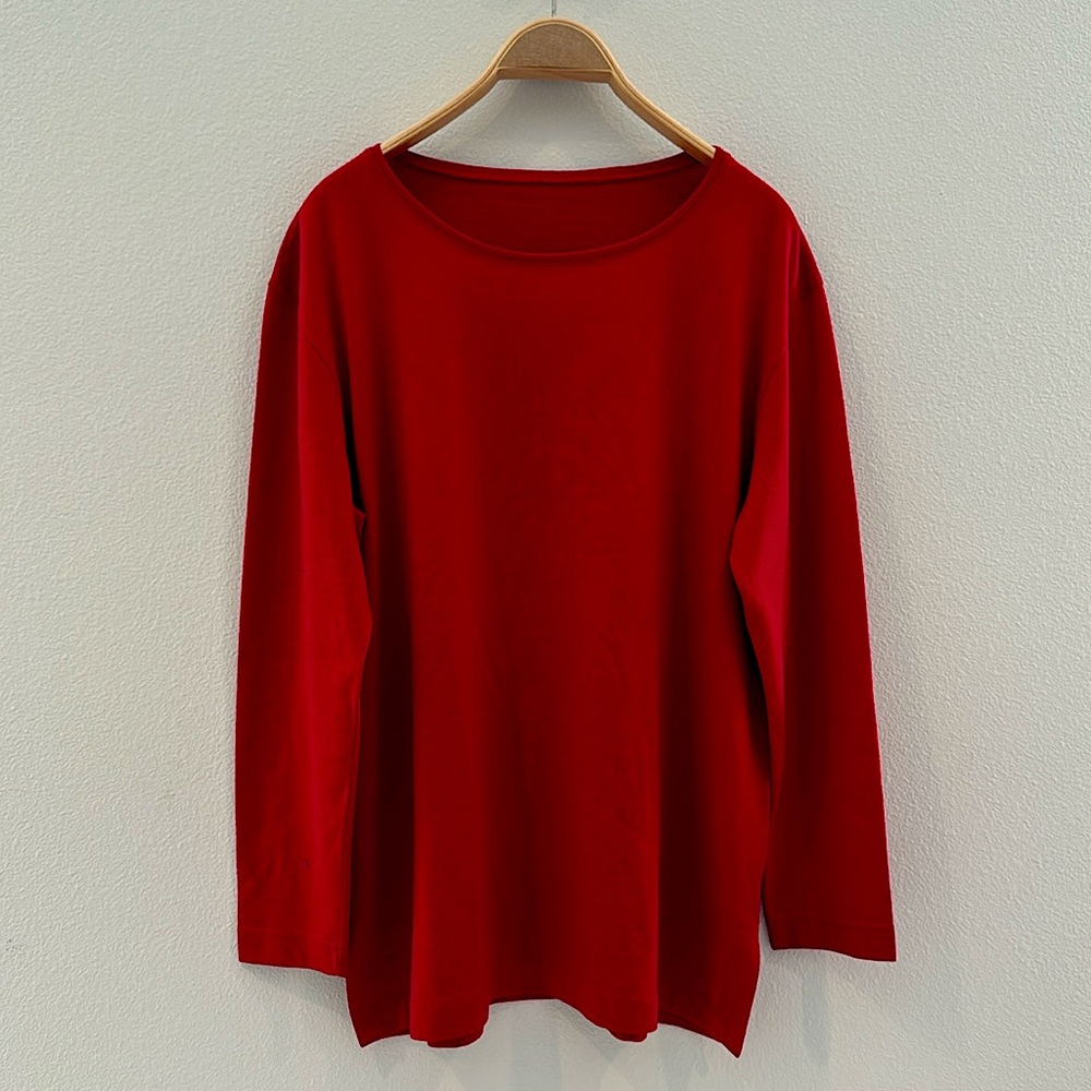 Italian Wool Tunic Sweater w/Hi-Scoop Neck LS &!Semi-Relaxed Fit - LG / EUC